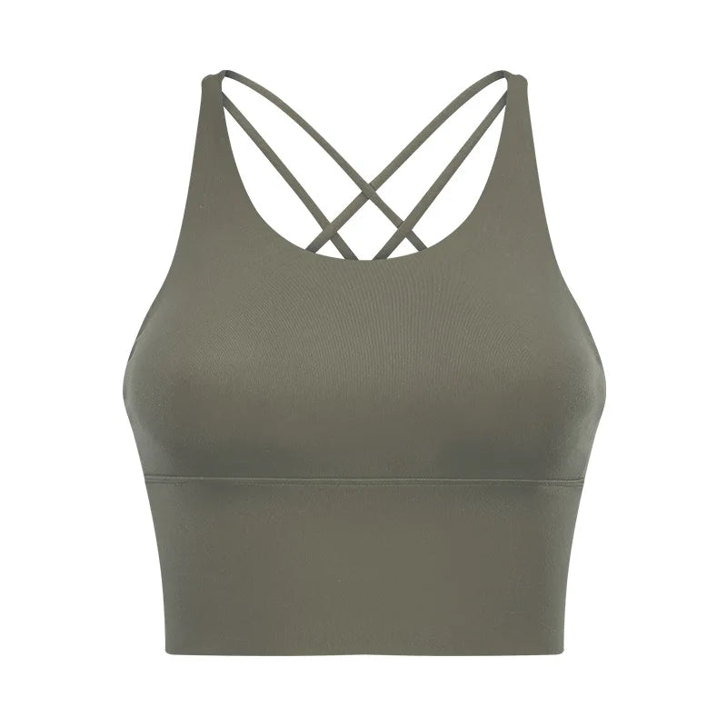 Comfort Full Support Padded Wire Free Cross Back Yoga Sports Bra Seamless