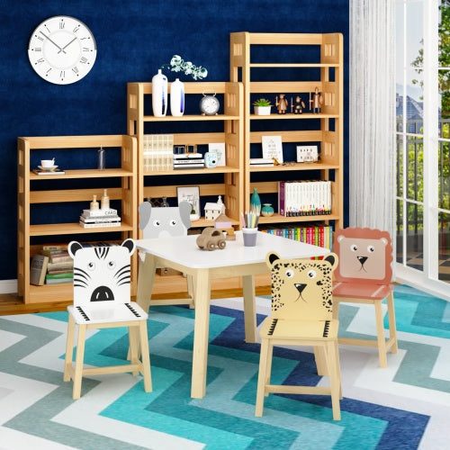 Solid Wood Childrens Table And Chair 5-piece Set - -