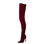 Sleek Suede Stiletto Over-the-Knee Boots - Rose Red 38 -