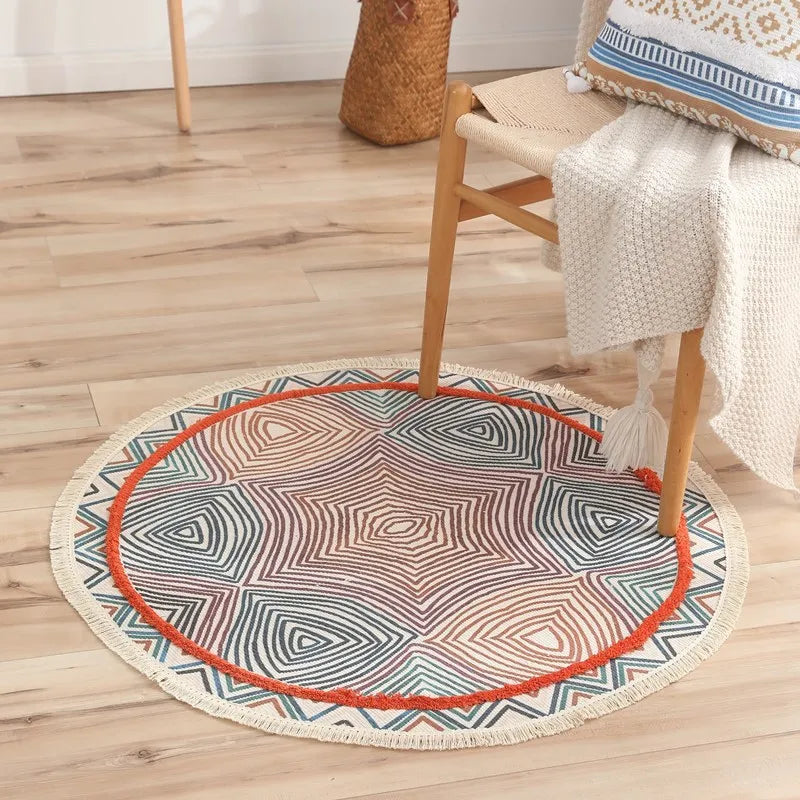 Mandala Round Rugs Custom Tufted Rugs Mat With Tassels