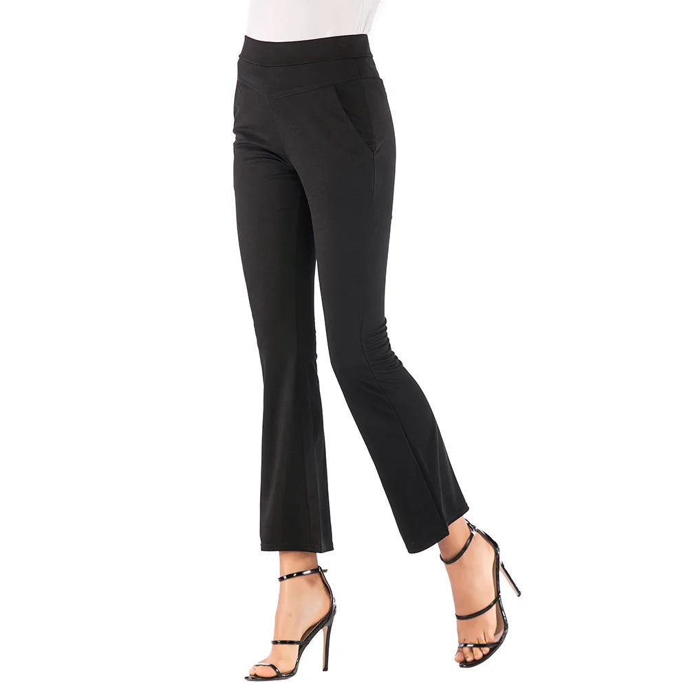 Women's Side Pockets Black Casual Pants