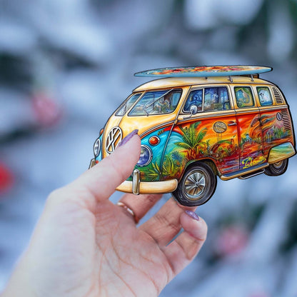 Beach Themed Ornaments - Hippie Van Wooden Ornaments by G.Debrekht Coastal Holiday Decor - 8688203 - - Wooden Ornaments