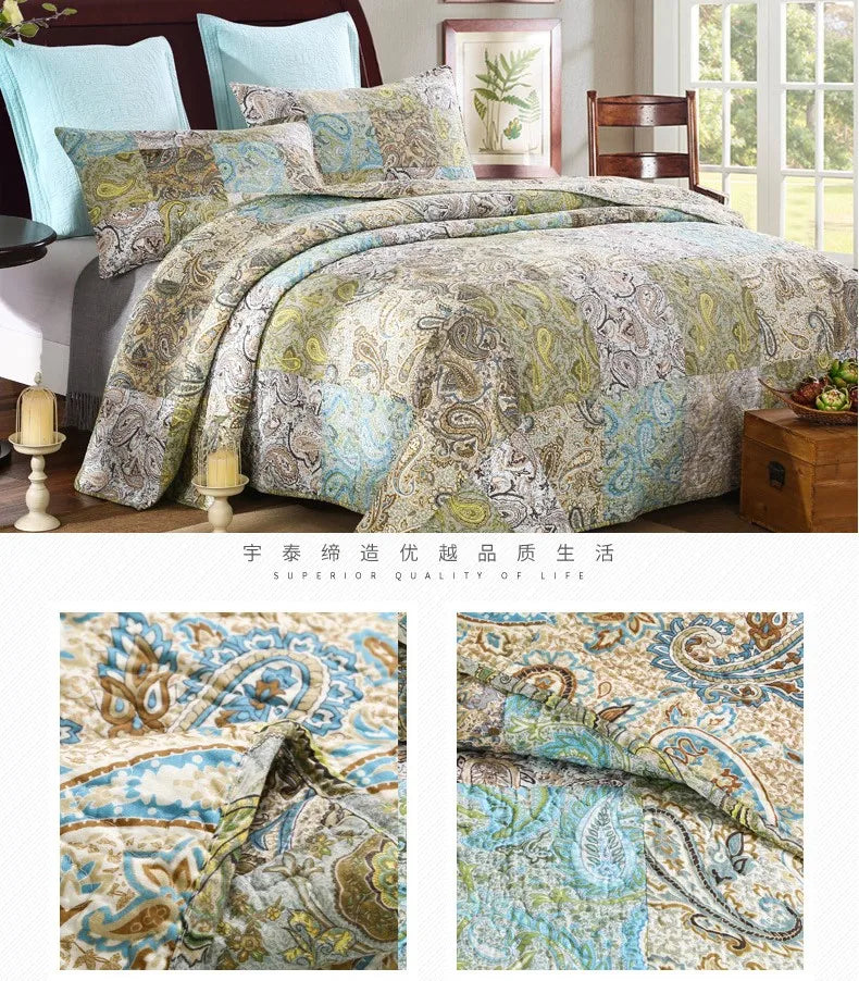 Patchwork 3pcs Quilted Comforter Set