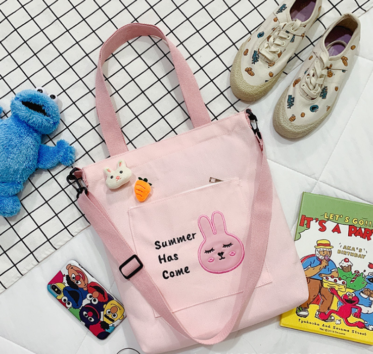 Embroidered Large Capacity Shoulder Crossbody Bag - Pink One Size - tote bag