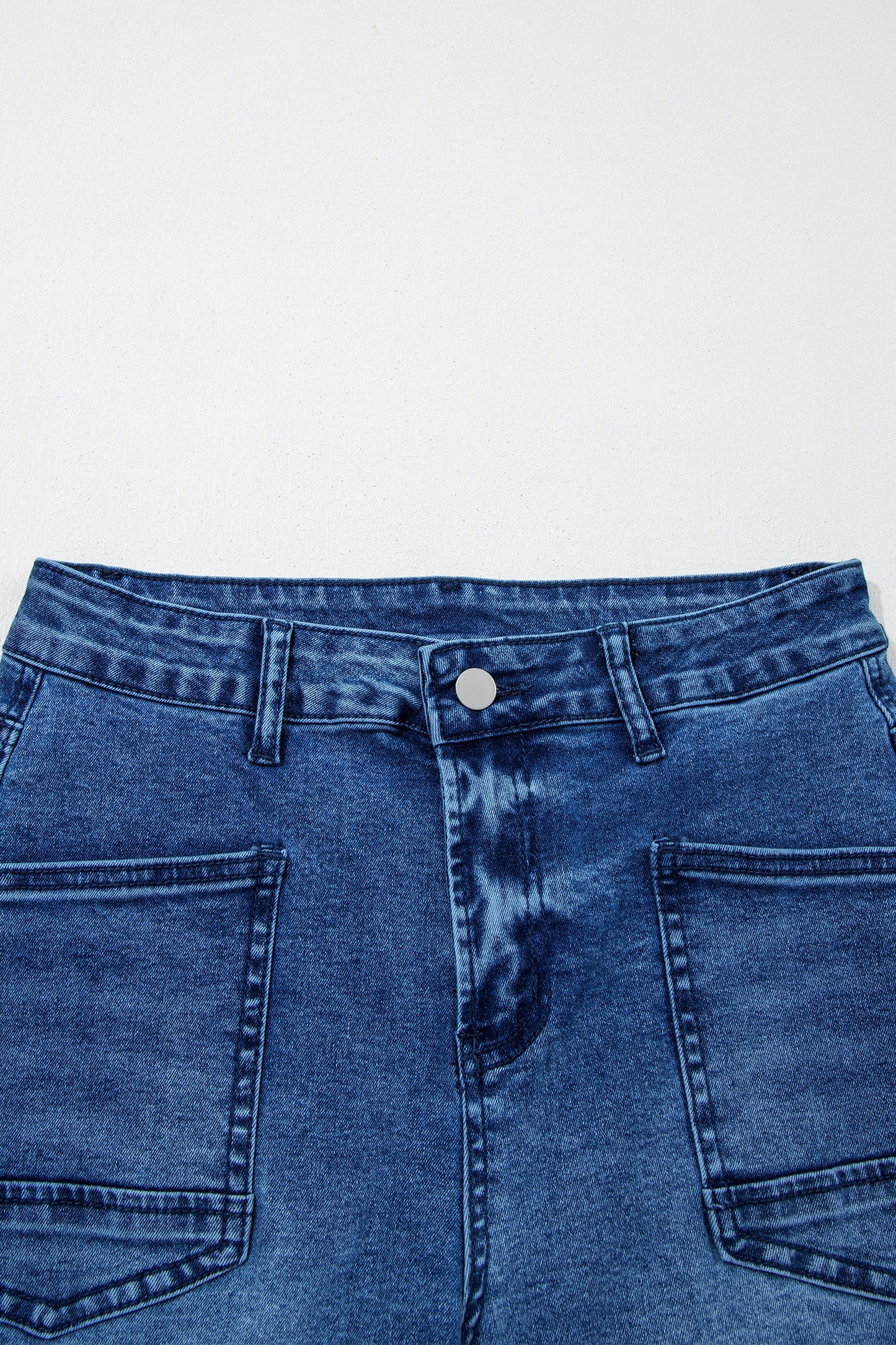 Denim Frayed Hem Cropped Straight Leg Jeans - - Bottoms/Jeans