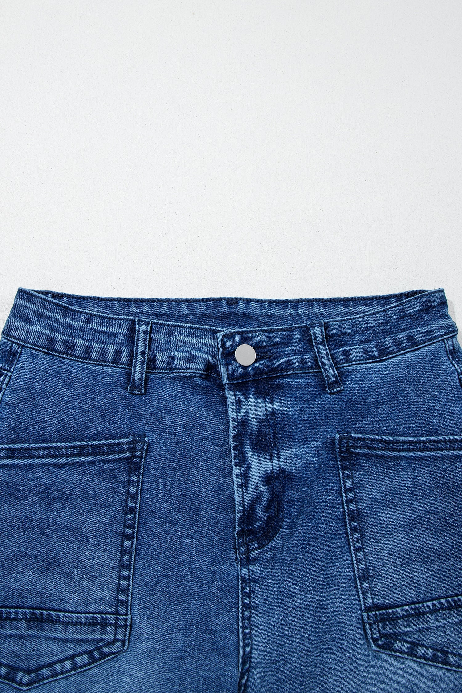 Denim Frayed Hem Cropped Straight Leg Jeans - - Bottoms/Jeans