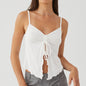 Sweetheart Spice Retro Bow Pleated Halter Top for Ladies - WHITE S - Women's Fashion - Women's Clothing - Tops & Tees - Tank Tops
