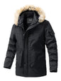 Men's Plus Size Fur Hooded Winter Parka Coat - Black -