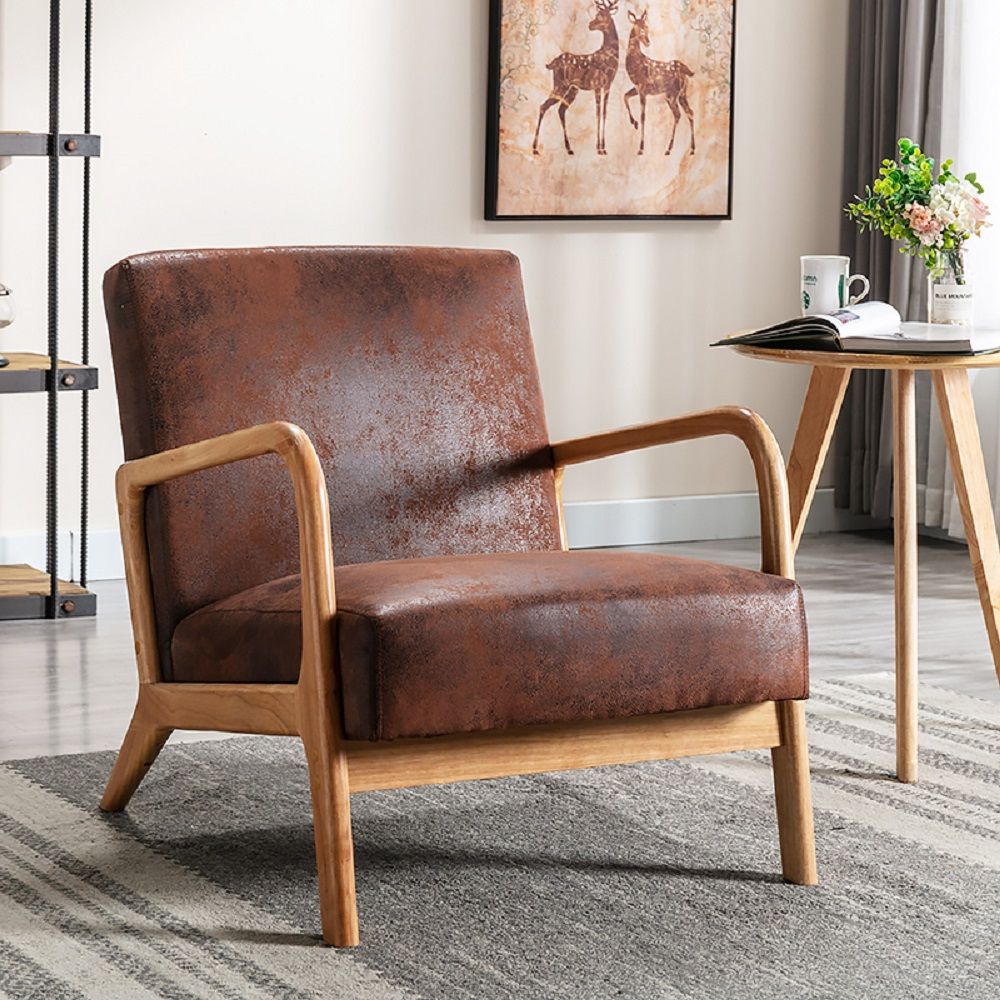 Classic Mid-Century Modern Accent Chairs, Open Framed Armchair With Cushioning- Unique Piece Furniture- {{Product type}}