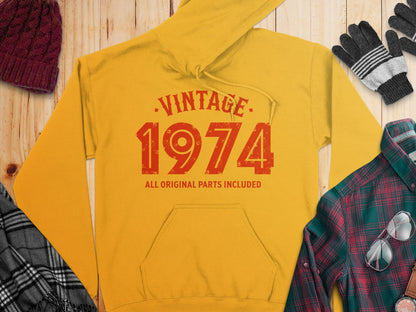 Vintage 1974 All Original Parts Included Design Hoodie- Cloud 16 Clothing Co.- {{Product type}}