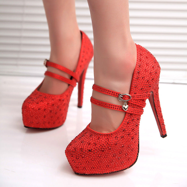 Spring European Star Style Rhinestone High Heels - - heels