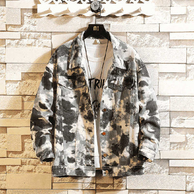 Jean Jacket Vaquero Tie Dye Cargo Outwear Tie dye Men Denim Jacket