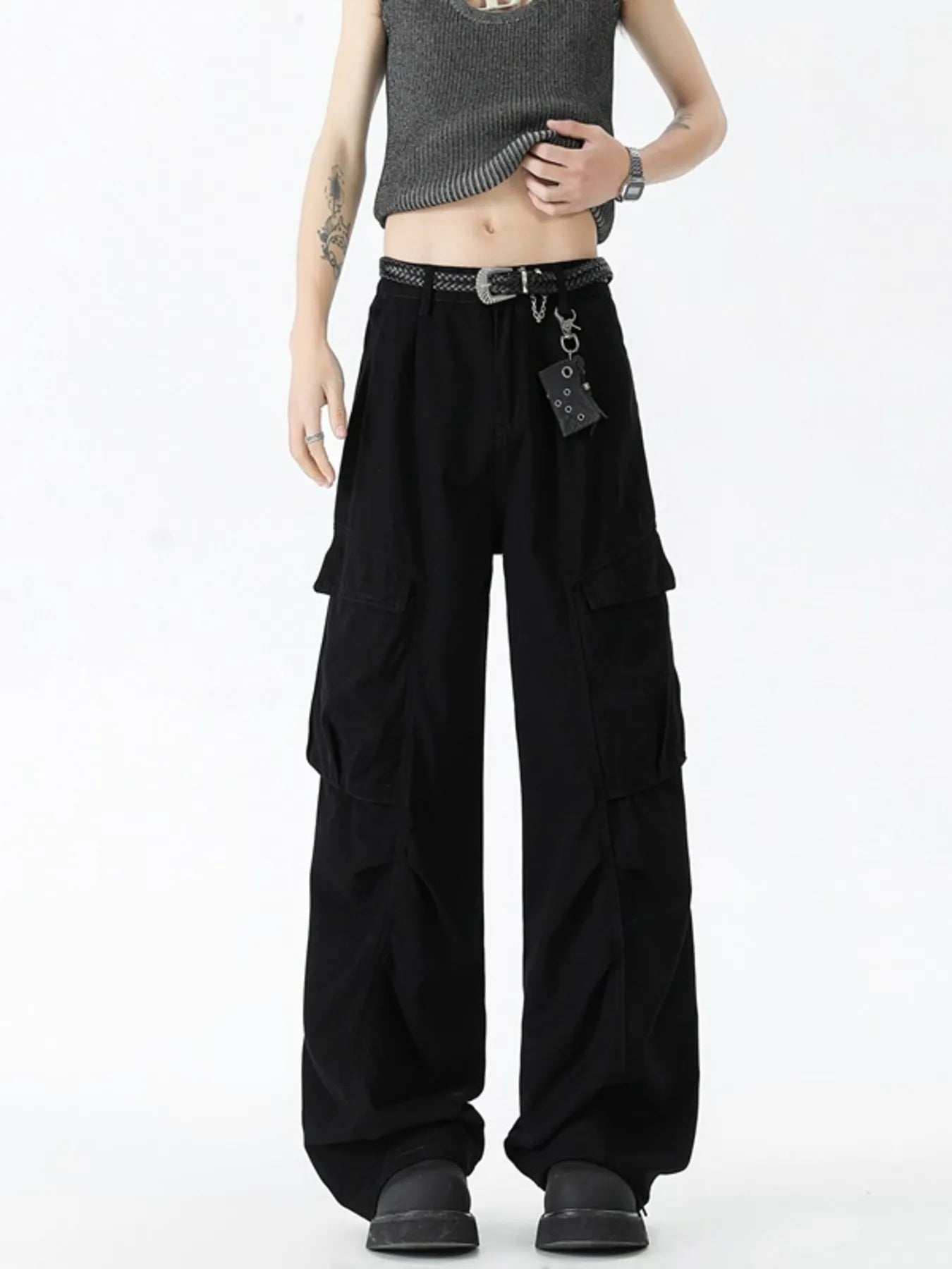 Men's Vintage Washed Cargo Jeans - Black -