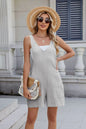 V-Neck Adjustable Strap Romper - Light Gray -