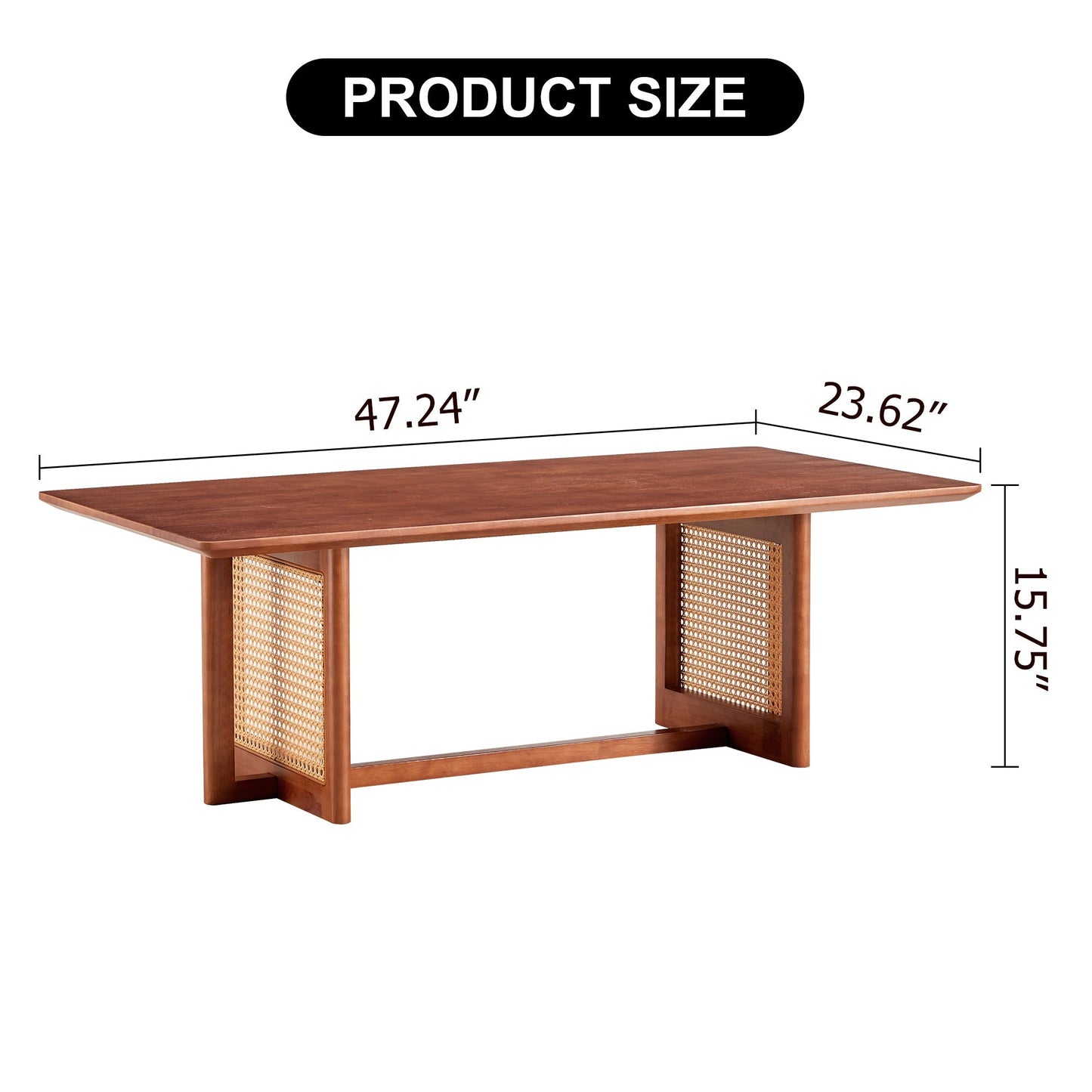 Chinese Style Imitation Rattan Tea Table Walnut Color - - Furniture