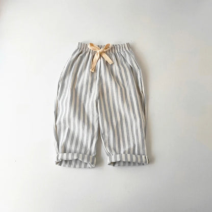 Childrens Linen Pants Blue gray