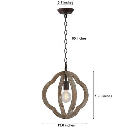 Solid Wood Hanging Pendant Lighting Fixtures 1 Light Mini Small Wood Chandelier