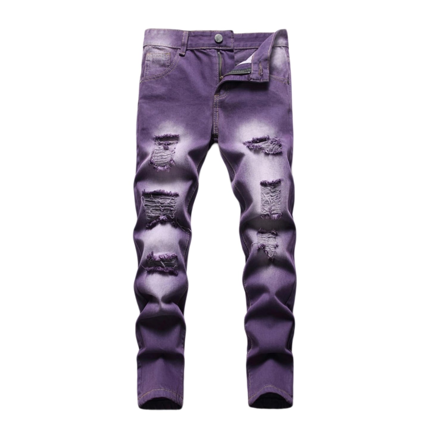 Boys Soft Stretch Skinny Ripped Jeans - Purple 14 - jeans