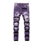 Boys Soft Stretch Skinny Ripped Jeans - Purple 14 - jeans