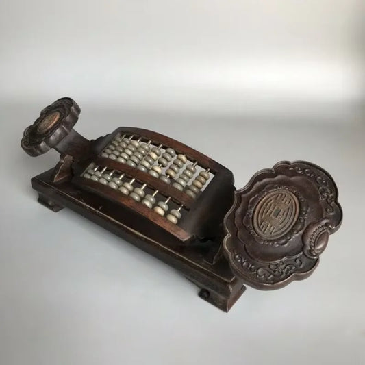 Old Chinese Wood Abacus with Jade Beads - - Statues or Ornaments