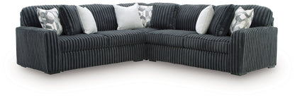 Midnight-Madness - Sectional - Dark Gray 3 Pc. Sectional - Stationary Sectionals