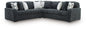 Midnight-Madness - Sectional - Dark Gray 3 Pc. Sectional - Stationary Sectionals