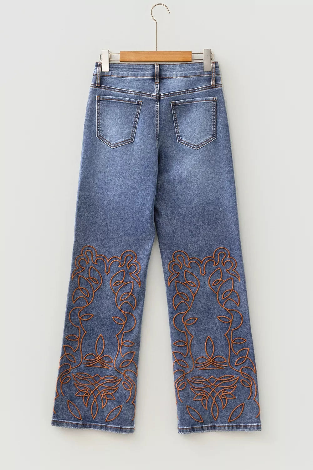 Embroidered Flare Leg Jeans - -
