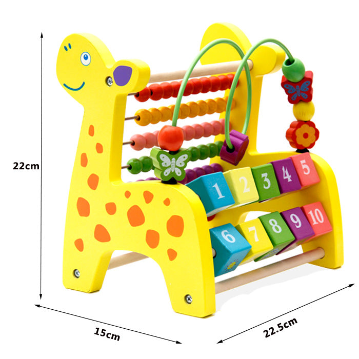 Wooden Bead Counting Frame Early Educational Toy - Yellow deer beaded computing stand - educational toy