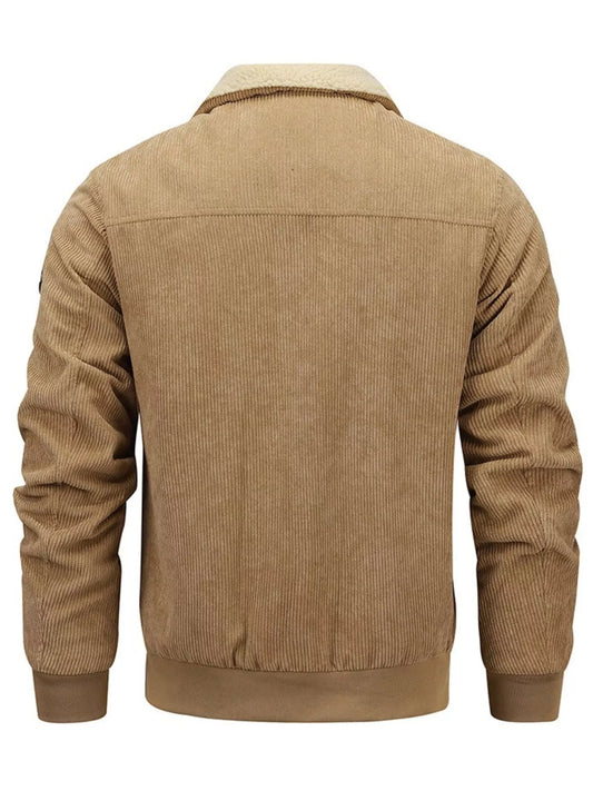 Men's Plus Size Corduroy Sherpa Lined Winter Coat - -