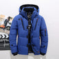 Mens Short Down Jacket with Hood - Blue XXL - Coat