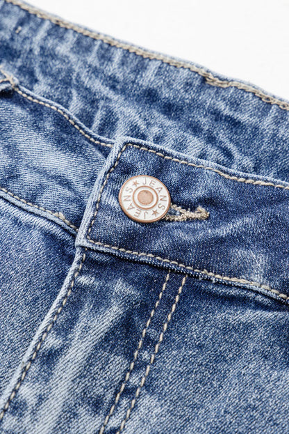 Distressed Raw Hem Bootcut Jeans - -