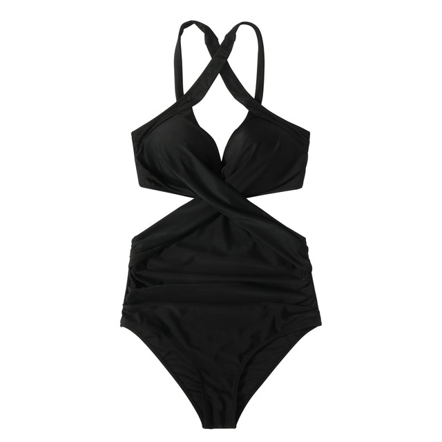 Chic Halter Monokini Beachwear for Women - B4618BK M - swimwear