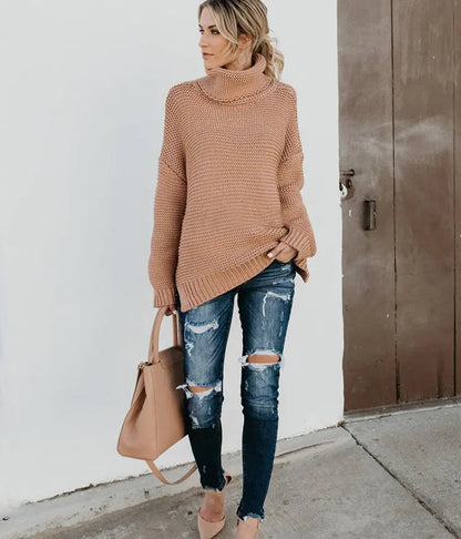Women's Chunky Knit High Neck Sweater