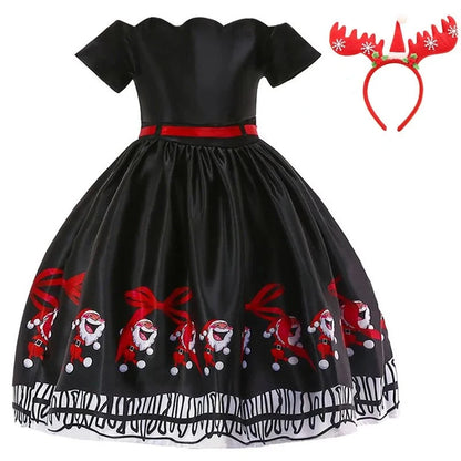 Girls Christmas Dress black white 9T