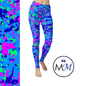 UV Reactive Blacklight Bliss Fluorescent Neon Camo Full Leggings with pockets - Full - Apparel