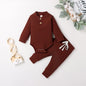 Babies Knit Long Sleeve Romper and Pants Dark Brown 18-24 Months