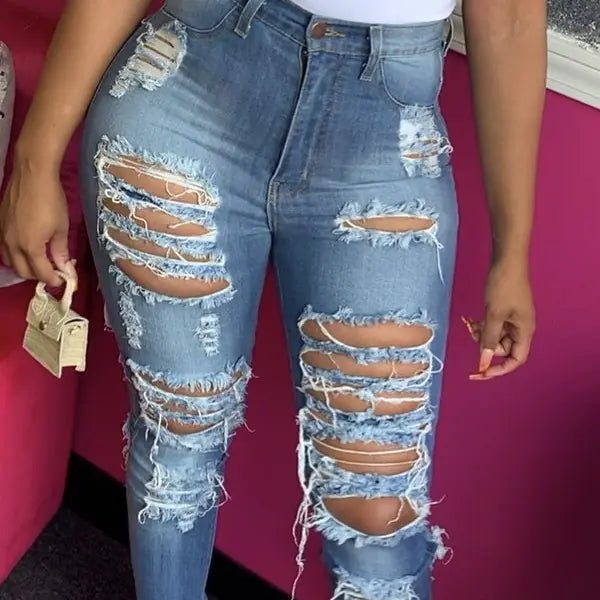 High Waist Cut Jeans - Kia Day Design