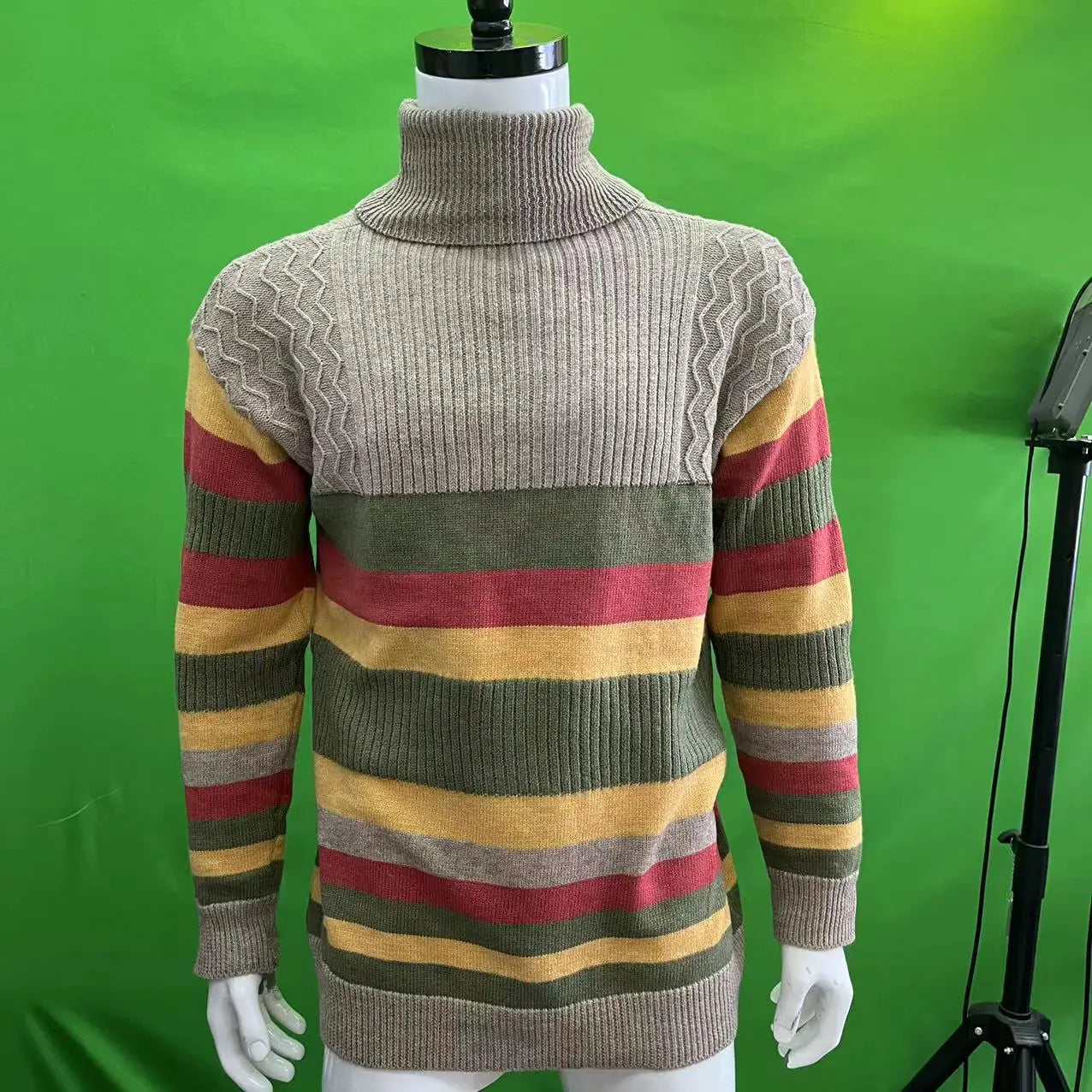 Men's Color Block Turtleneck Knitted Sweater Kia Day Design