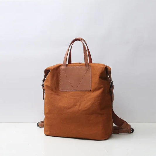 Women's Canvas and Leather Backpack Bag Kia Day Design