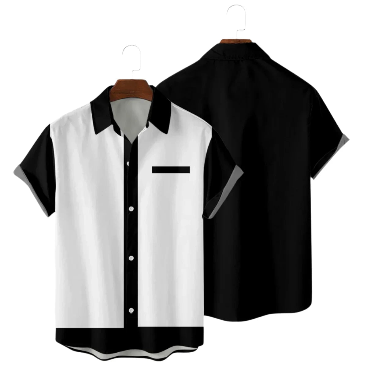 50s Rockabilly Shirts Male Short Sleeve Retro Button-Down Shirts