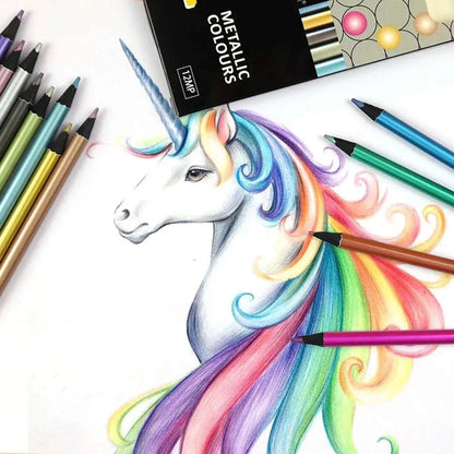 12 Colors Metallic Colored Pencil Set