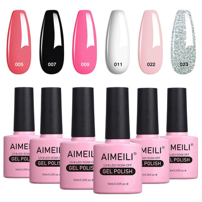 AIMEILI Valentines Day Gel Nail Polish 6pc Set - - gel polish