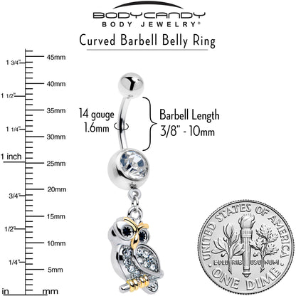 Clear Gem Evening Owl Dangle Belly Ring - - BELLY RING Dangle