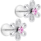 Pink CZ Gem Loopy Daisy Flat Back Stud Earrings - 1 Pair - - EARRING Flat Back
