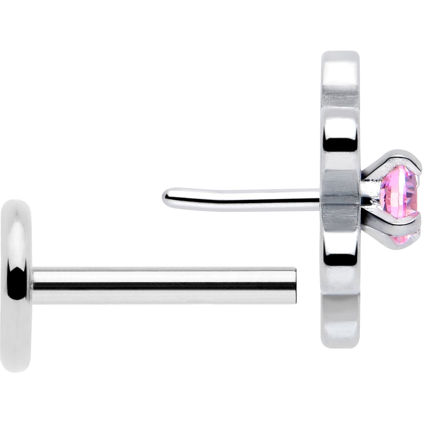 Pink CZ Gem Loopy Daisy Flat Back Stud Earrings - 1 Pair - - EARRING Flat Back