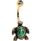 Clear CZ Gem Gold Tone Anodized Sea Turtle Style Belly Ring - - DISCONTINUED