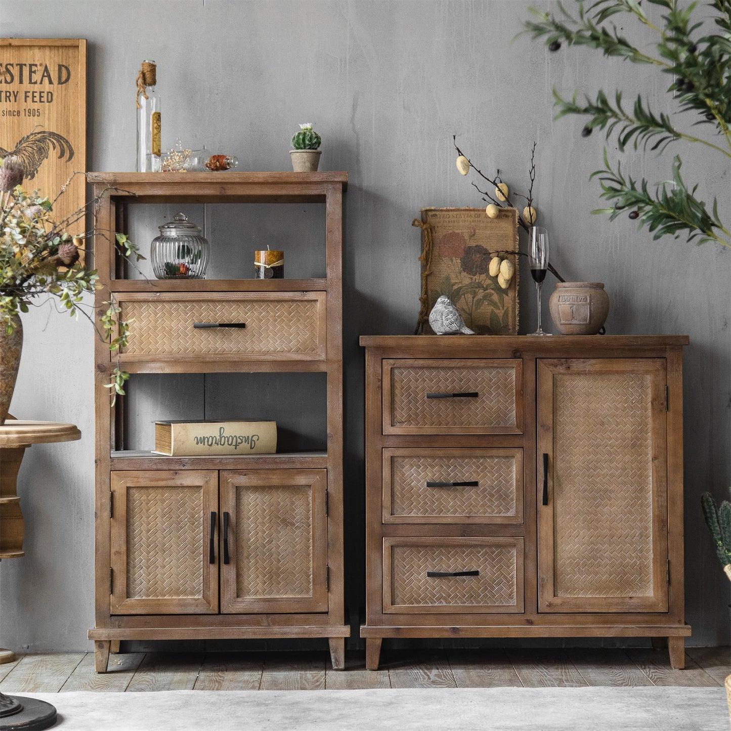 Antique Living Room Cabinets Wood Multifunctional Cabinet Chest of Drawers