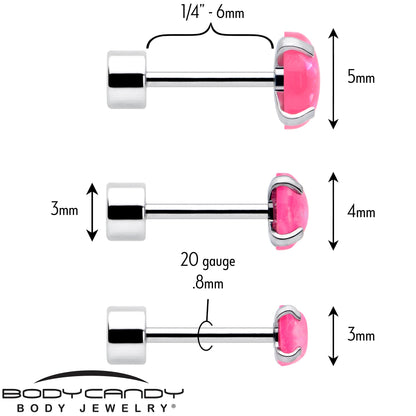 Pink Synthetic Opal Flat Back Stud Earrings - 3 Pairs - - EARRING Flat Back