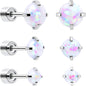 White Synthetic Opal Flat Back Stud Earrings - 3 Pairs - - EARRING Flat Back