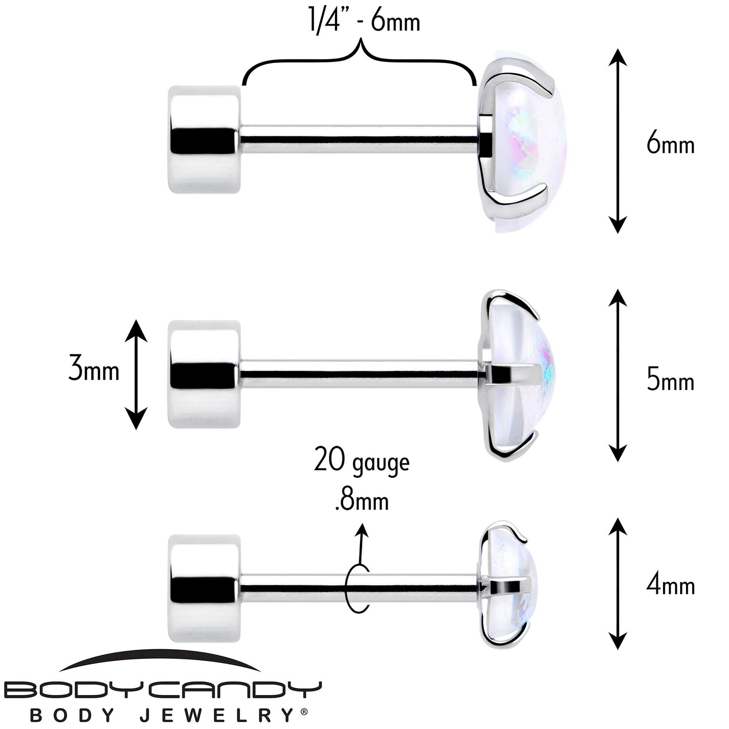 White Synthetic Opal Flat Back Stud Earrings - 3 Pairs - - EARRING Flat Back
